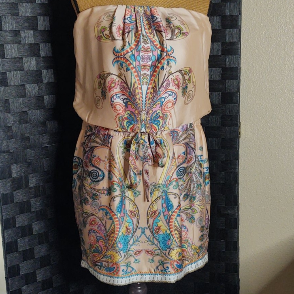 Bisou Bisou Strapless Dress - Multicolor Paisley